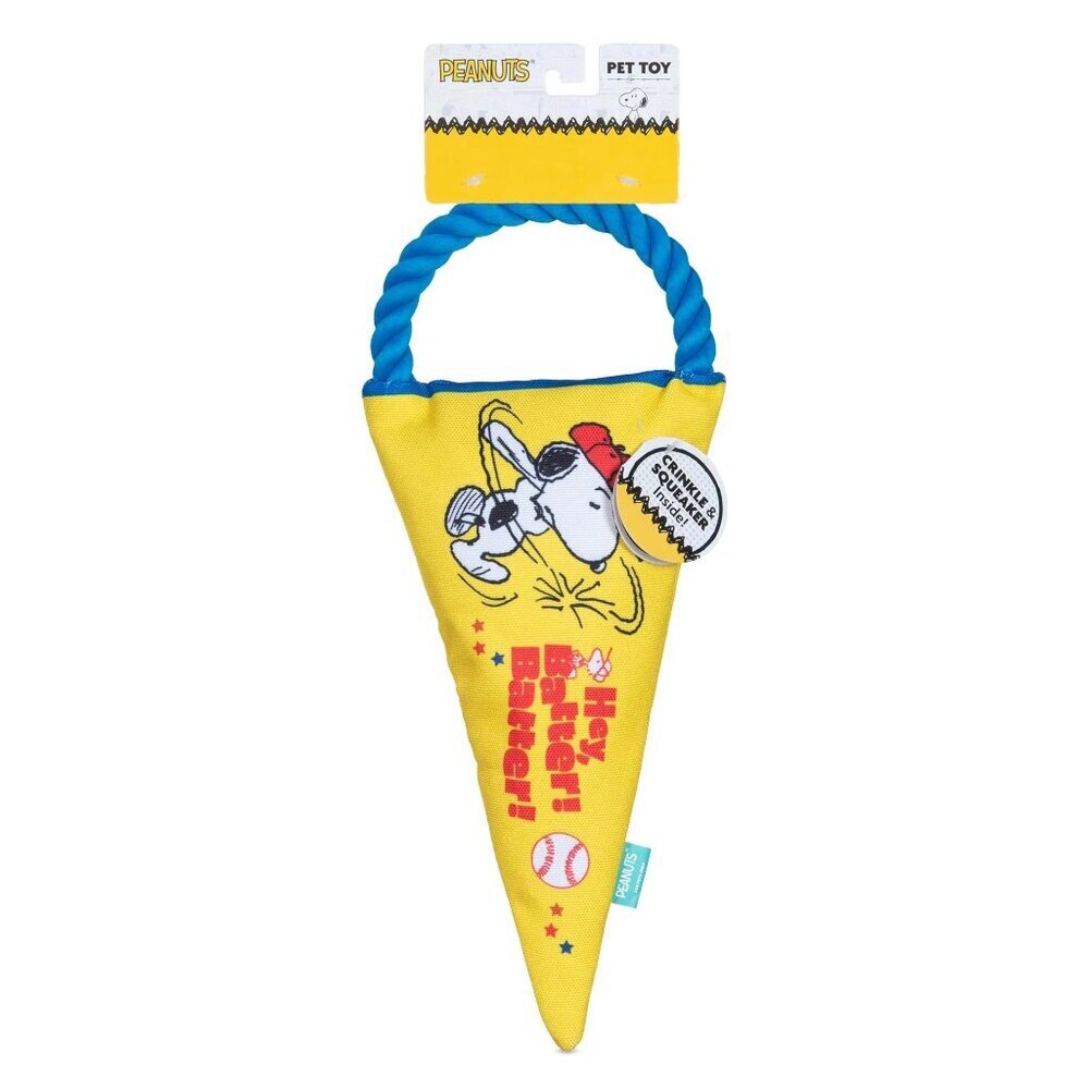 Peanuts For Pets Snoopy Athlete Baseball Dog Toy Rope Tug Squeaker 14”